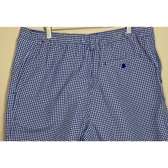 Lands End Mens Swimsuit XL 40-42 Swim Trunks Blue Checked Plaid - Picture 3 of 7